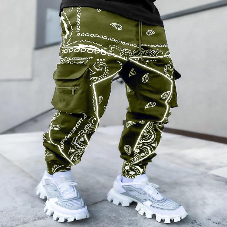 Männer Druck Hip Hop Hosen Männer Cargo Hosen Hosen Mode Streetwear Jogginghose für Männer Jogger High Street Lose Hosen 2XL armee grüne