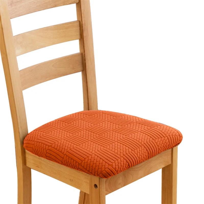 Stretch Jacquard Stuhlhussen für Esszimmer Abnehmbare Sitzbezüge Elastische Schmutzabweisende Gepolsterte Stuhlhussen Heimdekor 1pc beige