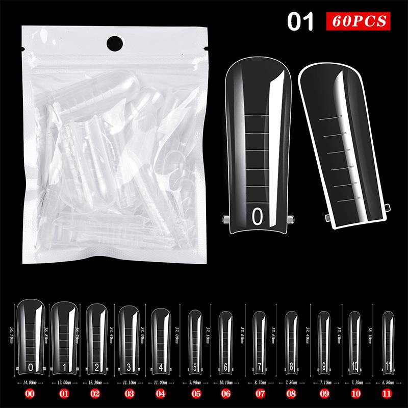 60-teiliges Abs-Verlängerungs-Nagelformen für UV-Gel-Nagellack, falsche Nagelkunst-Spitzen-Set