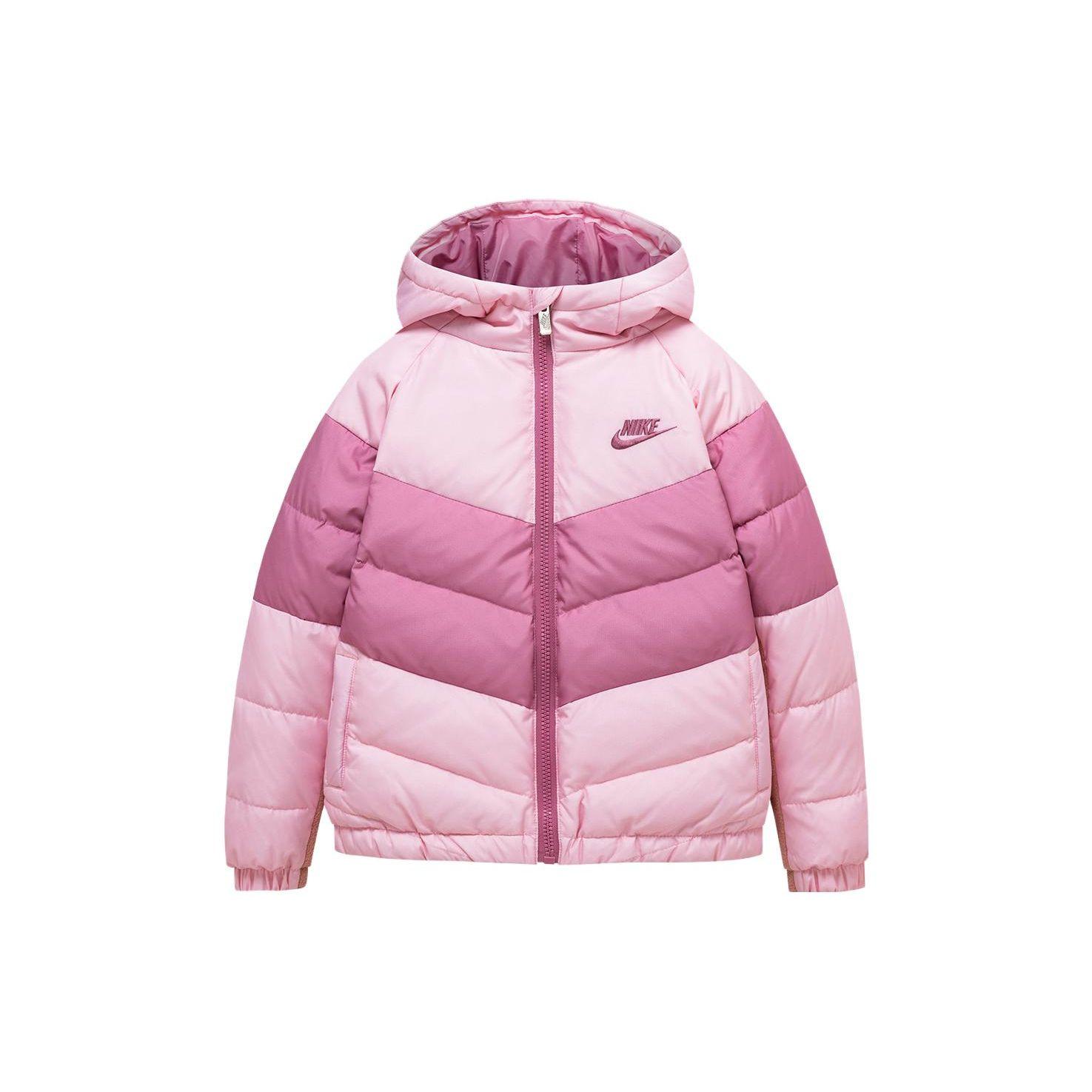 Nike Logo Lässige Kapuzen-Windjacke Warme Kurze Daunenjacke Kinderjacken Kirschblütenrosa NY2232145GS-003 XL