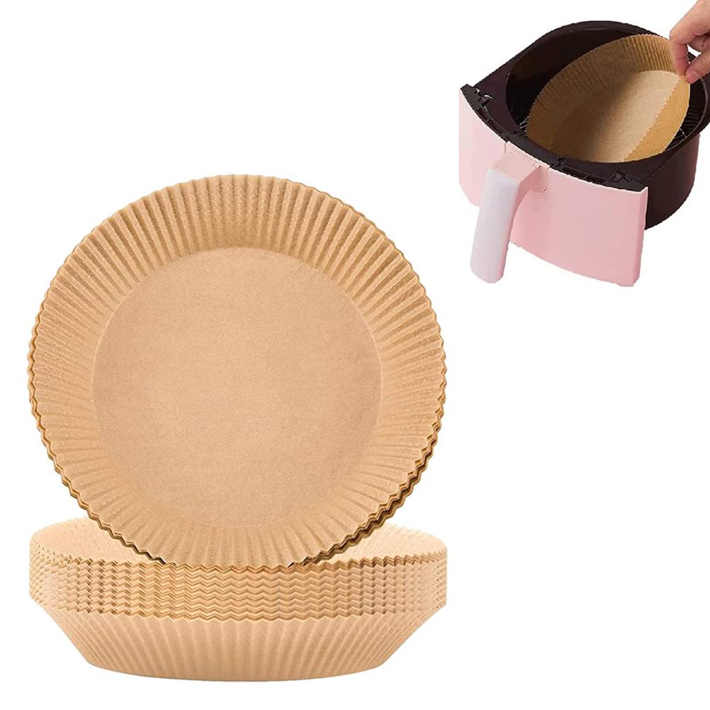 100 Stück Einweg-Papier-Einleger für Heißluftfritteuse Antihaft-Papier-Einleger für Heißluftfritteuse Ölfest Pergament Backen