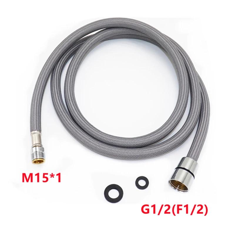 150/180/200/300cm Ausziehbare Armatur Schlauch für Armatur Geflochtener Nylonschlauch Ersatzschlauch für Ausziehbare Küchen-/Waschbeckenarmatur 15mm (Light Grey,180cm) licht grau