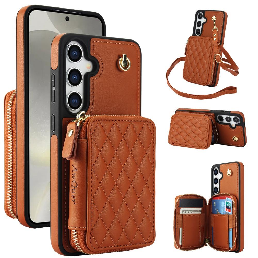 Crossbody-Handgelenkgurt-Hülle für Samsung Galaxy S25 Ultra S24 FE S23 S22 Plus A14 A54 A15 A35 A55 Brieftasche mit Kartenhalter-Abdeckung For Samsung Galaxy S23+