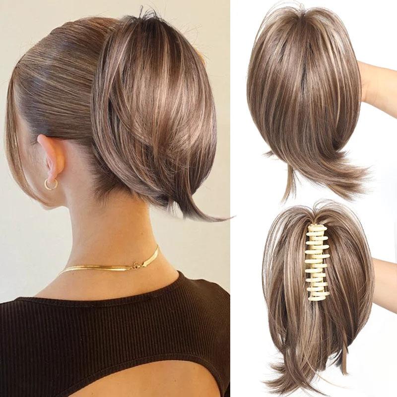 Synthetisches Messy Bun-Haarteil, Haargummis für Frauen, glatter Chignon, Pferdeschwanz, Clip in Haarverlängerungen, zerzauste Hochsteckfrisur 15CM