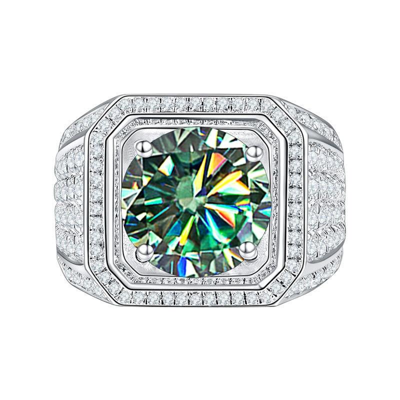 BagueRingen Herren S925 Sterling Silber Schmuck Luxus 2ct D Farbe Moissanit Diamon Ring Geschäftsmann Größe 6-13 Offene Ringe 8 blau/grün