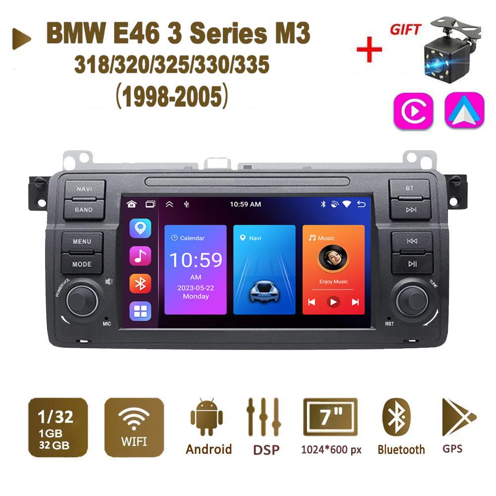 Android AutoRadio für BMW 3 Serie E46 M3 318/320/325/330/335 1998-2005 Carplay Auto Multimedia GPS 2din Autoradio 2 + 64GB 1+32GB schwarz