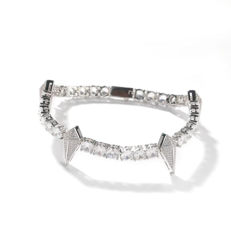 Schwarzes Panther-Tennisarmband mit lila Zirkonia-Steinen, schwarzes Armband, Modeschmuck, Geschenkidee, KTJ 8 inches