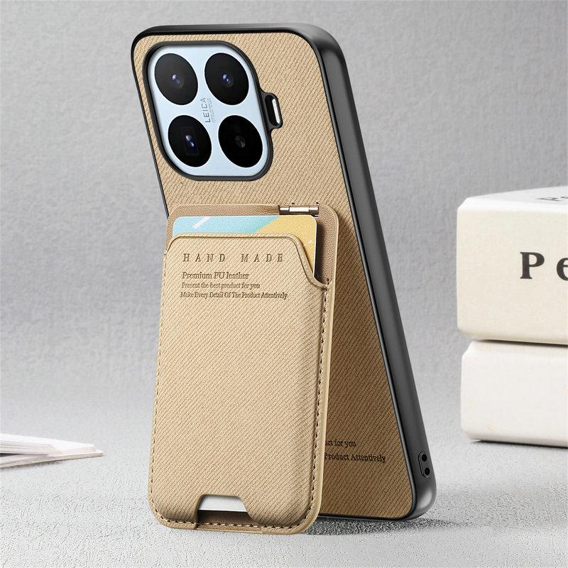 Für Xiaomi 17T Pro 5G 2026 Luxus Hülle Armor Leder Kartenhalter Etui für Xiaomi 17T Rückabdeckung Mi 17T 17 T Pro Funda Xiaomi 17T Pro khaki