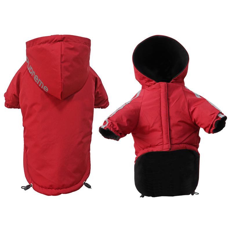 Herbst Winter Haustier Hund Wasserdichte Warme Mantel Baumwolle Mit Kapuze Jacke Das Hund Gesicht Kleine Hunde Katze Reflektierende Haustier Kleidung Winter mantel 2XL 7.5Kg-10Kg rot