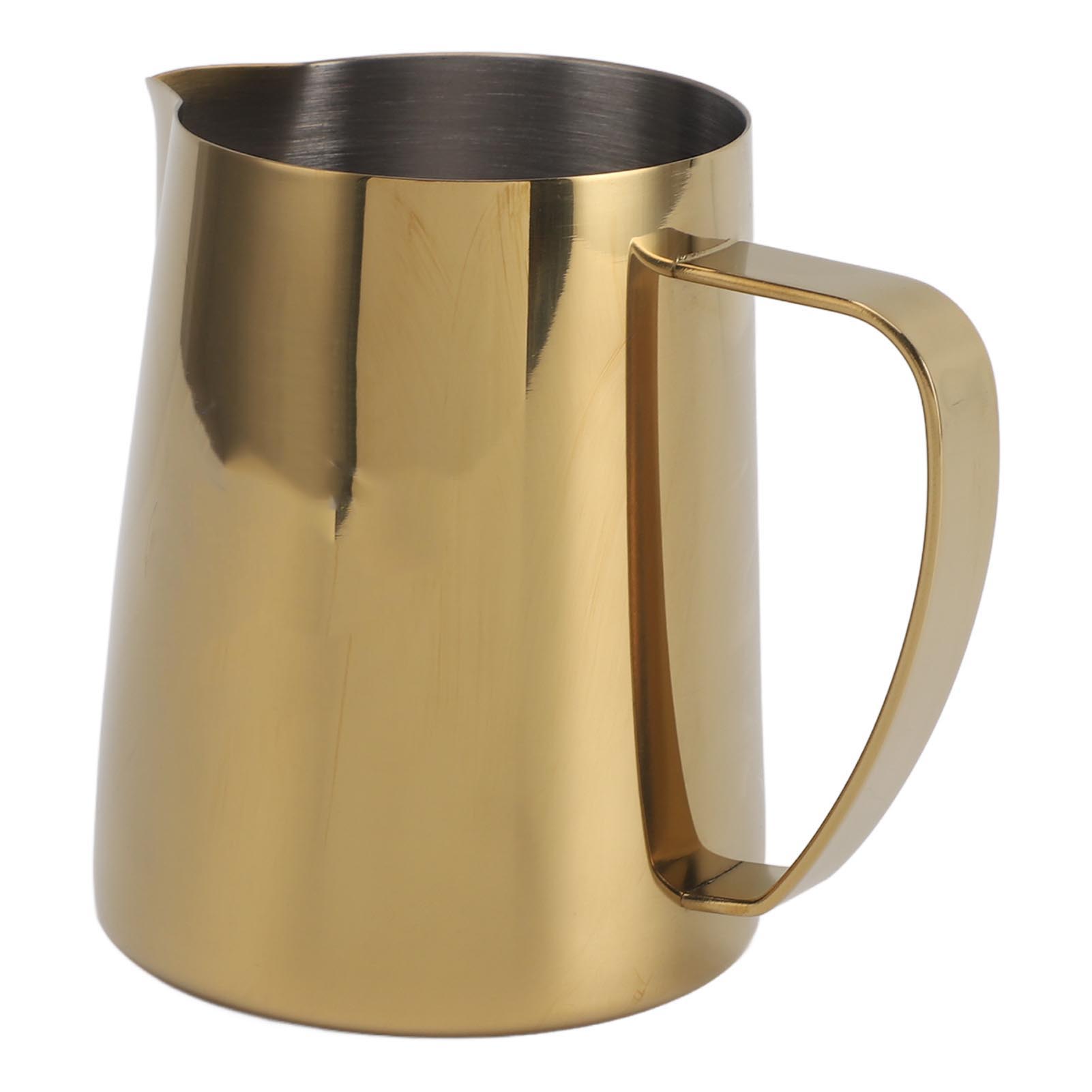 Milchaufschäumkännchen 304 Edelstahl Kaffee Dampfkännchen Mehrzweck Kaffee Milch Tasse für Zuhause Golden 600ml L