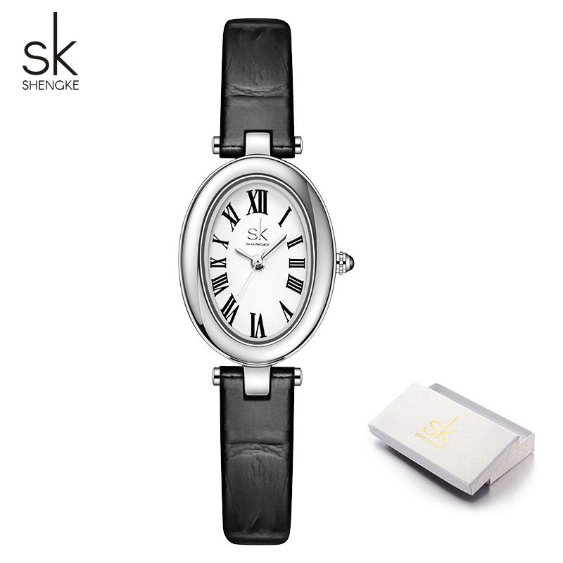 Shengke Mode Neues Design Damenuhren Baignoire Damenarmbanduhren Top Marke Weiblich Beste Geschenke Uhr silber