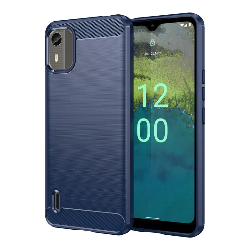 Für Hülle Nokia C12 Pro Hülle Für Nokia C12 Pro Bumper Stoßfest Silikon Kohlefaser Rückseite Hülle Für Nokia C12 Pro Hülle 6,3 Zoll For Nokia C12 blau