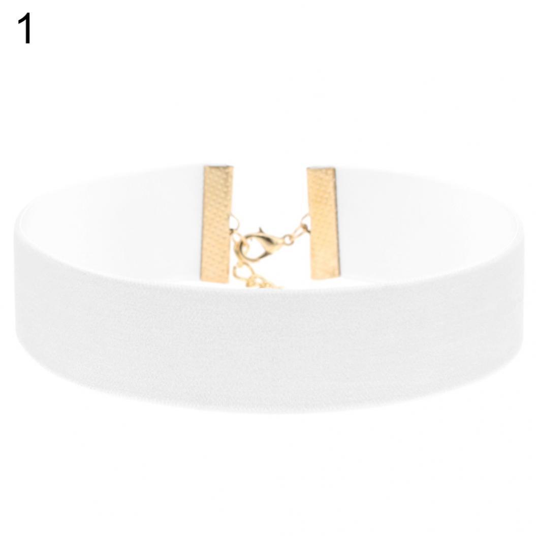 Modischer breiter weicher Samt-Halsband für Damen, Party, Nachtclub, Gothic-Schmuck weiß