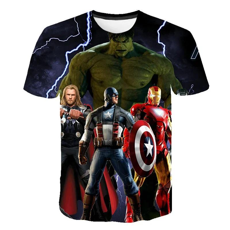Marvel Superheld Hulk T-Shirt Jungenkleidung Kinder-T-Shirt Spider-Boy Kinder-Oberteil T-Shirt Sommer Kurzarm-T-Shirt 110 blau