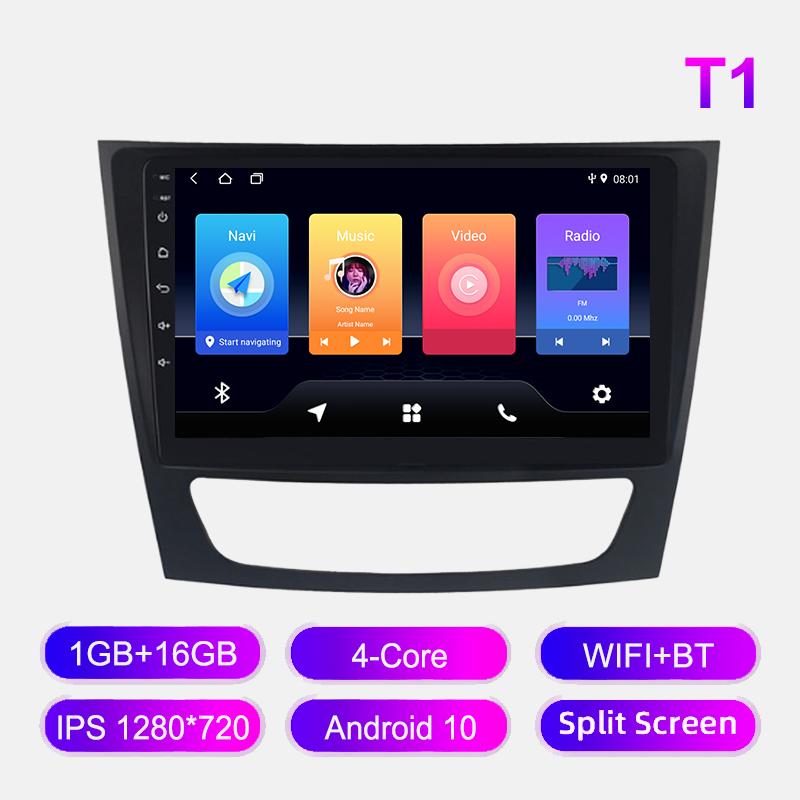 Android-Autoradio für Mercedes Benz E-Klasse W211 2002–2010, Multimedia-Player, Head Unit, Stereo, GPS-Navigation, BT, WLAN, 1 + 16 GB 1+16GB