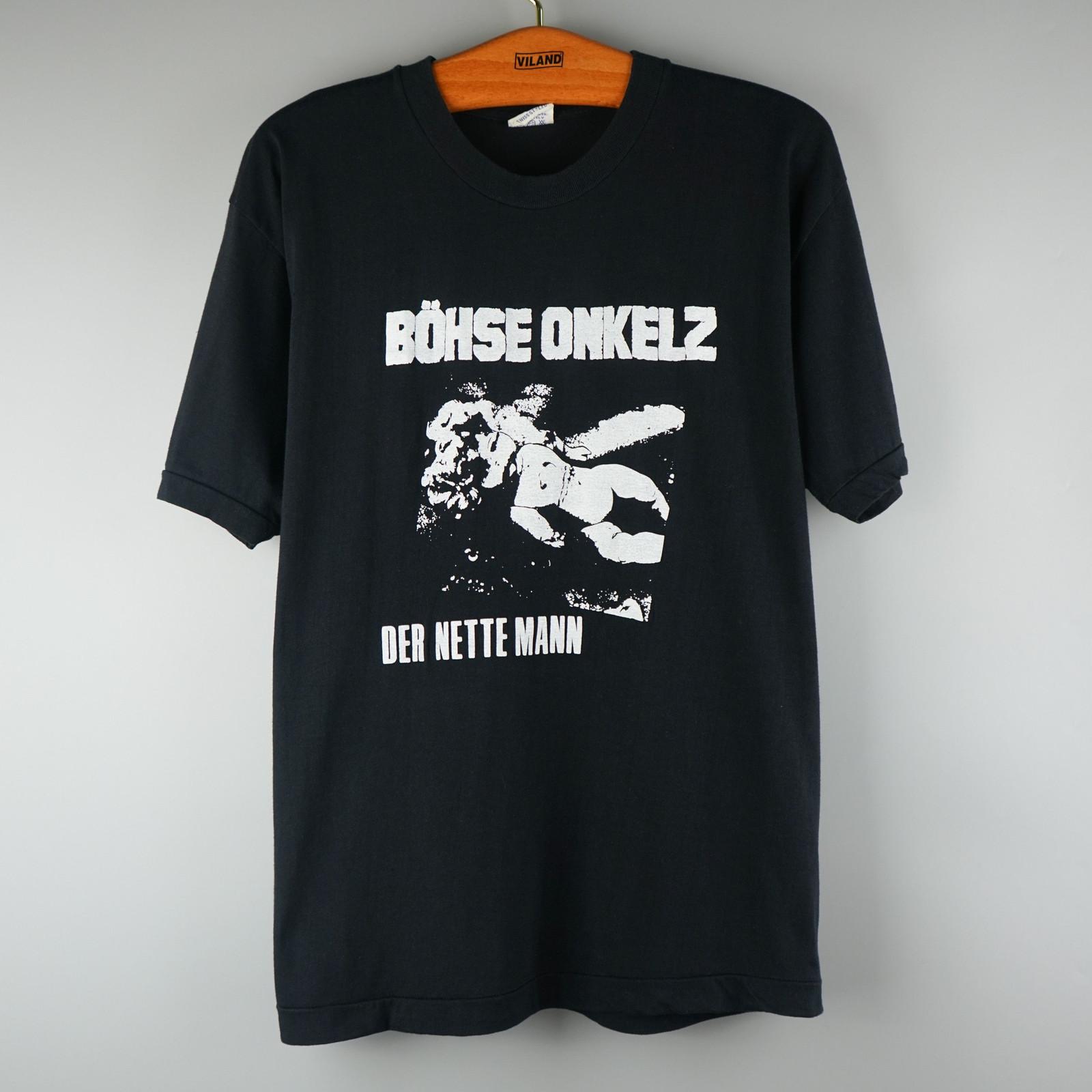 Vintage 90er Bohse Onkelz Rock Metal Band T-Shirt Herren Damen Oversized Hip Hop Y2k Unisex Baumwolle High Street Harajuku Weiblich Männlich Bequeme Kleidung XL blau