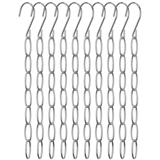 6/10 Stück Metallketten-Kleiderbügel-Organizer mit 7 Schlitzen, mehrere Kleiderbügel in einem zusammenklappbaren vertikalen Raum 10 pcs silber