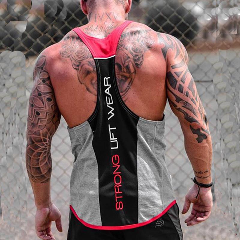 Herren-Bodybuilding-Tanktops, Fitnessstudio, Fitness, ärmelloses Hemd, Baumwolle, lässig, Unterhemd M grau