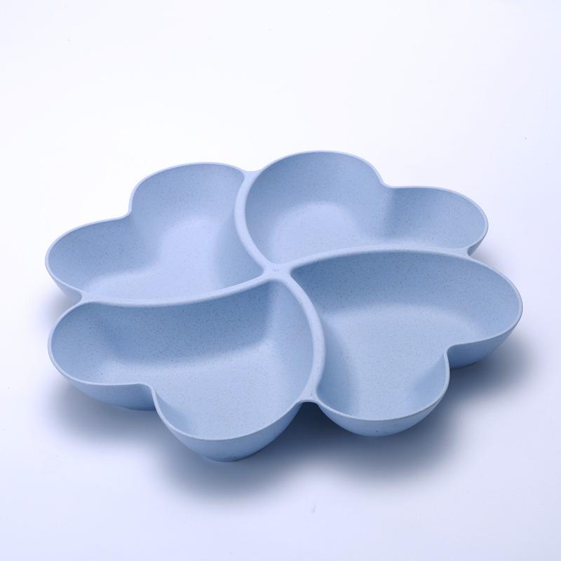 Herzförmige Obstplatte, kreative Teller, Aufbewahrungsbox, getrocknete Früchte, Snack-Teller, geteilter Süßigkeiten-Dessertteller-Behälter 27cm blau