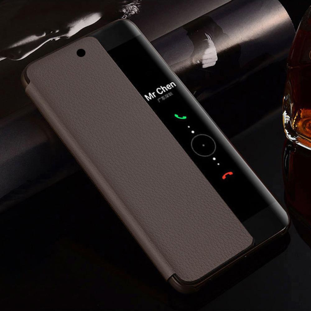 Auto Sleep Wake Up Handyhülle für Huawei P50 Pro P40 P30 Lite P20 P10 Plus Mate 20 Lite Mate20 Mate 10 Pro Smart View Klapphülle Funda Capa for Mate 20 Lite braun