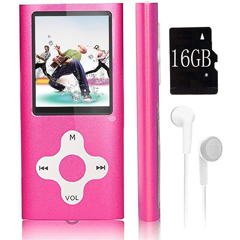 MP3-Player, Musik-Player mit einer 16-GB-Speicherkarte, tragbarer digitaler Musik-Player/Video/Sprachaufzeichnung/UKW-Radio/E-Book-Reader/Fotobetrachter/1,8 rosa