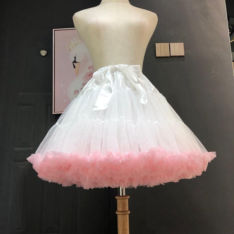 Frauen Petticoat Lolita Tutu Rock Unterrock kurze Krinoline Cosplay Kawaii süße rosa