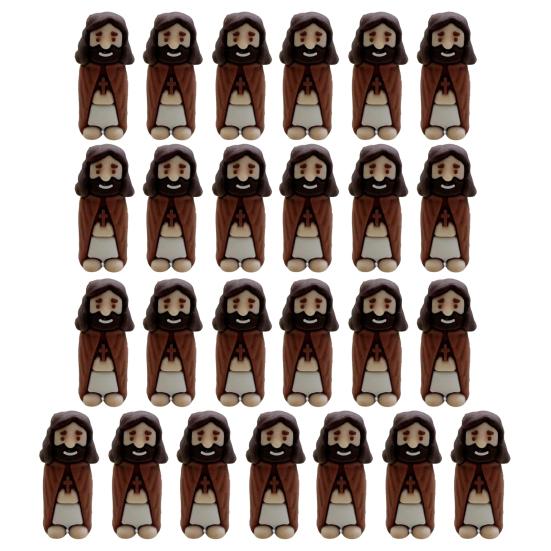 25 Stück Mini-Jesus-Puppen, winzige Jesus-Figuren, religiöse Christus-Retter-Jesus-Skulpturen für Ostern, Sonntagsschule, Taufe, Geschenk braun