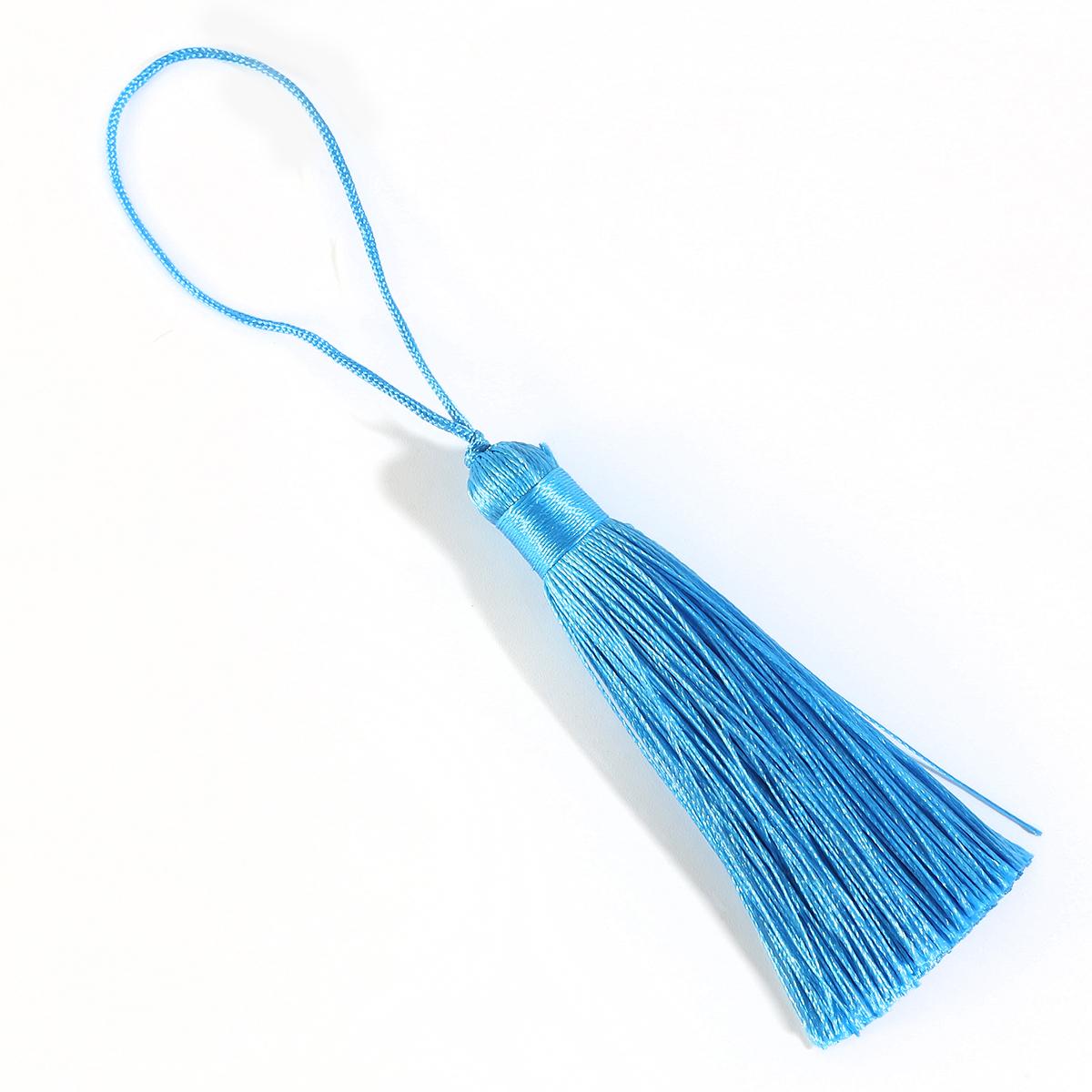 Polyester Seidenquaste Hängende Quaste mit Spitze für DIY Schmuckherstellung Zubehör Bastelarbeiten himmelblaue