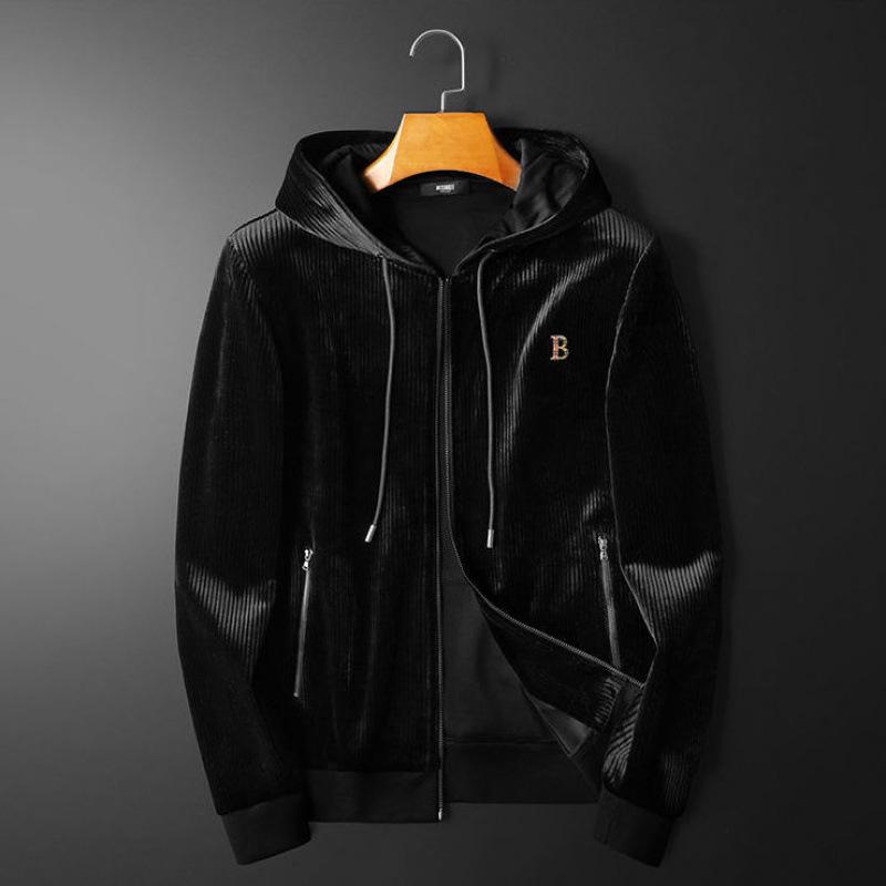 Z European Station Lässiger zweiteiliger Anzug aus goldenem Samt mit Kapuze für Herren – Lockere Passform für Herbst und Winter M (45-55kg)