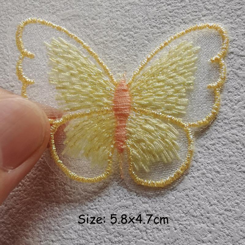 Spitze Schmetterling Stickerei Patches für Kleidung DIY Abzeichen Eisen auf Patches auf Kleidung Hut Kleidung Zubehör Applikation Aufkleber 5.8x4.7cm