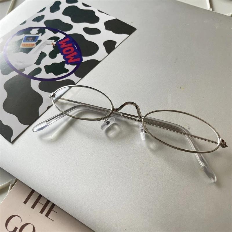 Ovaler kleiner Rahmen Gold Flach Leichte Brille für Damen Anti Blaulicht Japanische Harajuku Literarische Brille Y2k Cosplay Brillen Trend