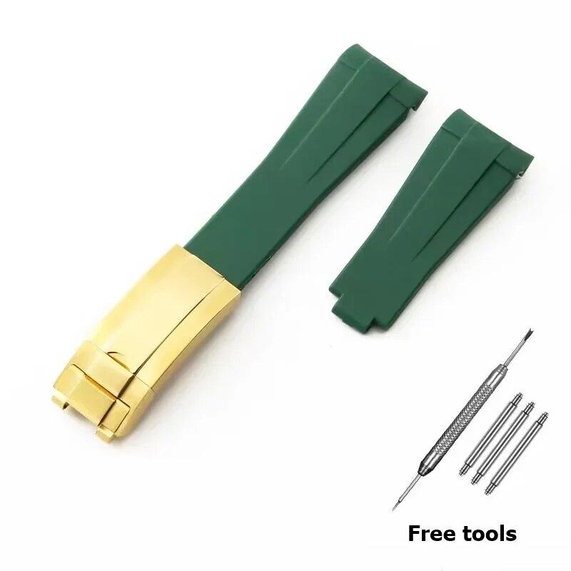 20 mm 21 mm Premium-Silikonarmband für Rolex Submariner DAYTONA GMT Yacht-Master Series Zubehör Ersatz-Uhrenarmband Army green-G  20mm no logo