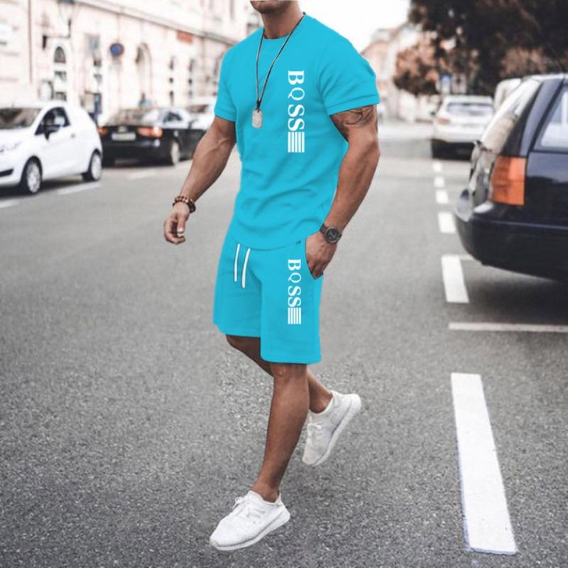Herren Sets 2-teiliges Set Trainingsanzüge T-Shirts Herren Sport Set Lässige Sommerkleidung Y2K T-Shirt Top Jogginghose Kariertes T-Shirt Herren Shorts Outfit XL