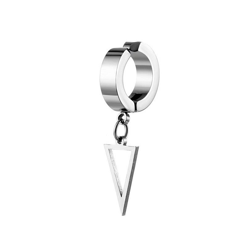 1 Stück Unisex Edelstahl Punk Mann Schwarz Clip Auf Ohrringe Geometrie Dreieck Stern Anhänger Baumeln Ohrringe Frauen Gothic Schmuck
