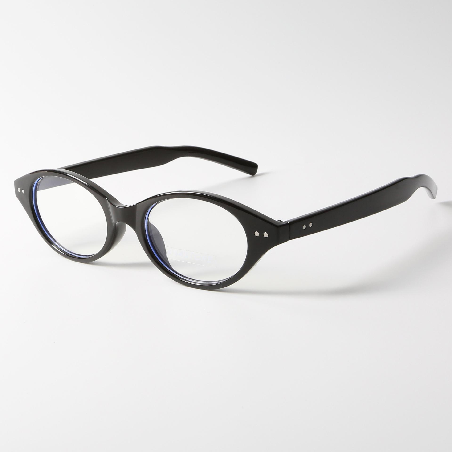 Gm Die gleiche modische kleine ovale intellektuelle Brille kann mit einem Grad-Nerd-Rahmen für Frauen mit hoher Myopie kombiniert werden Anti-blue flat mirror schwarz