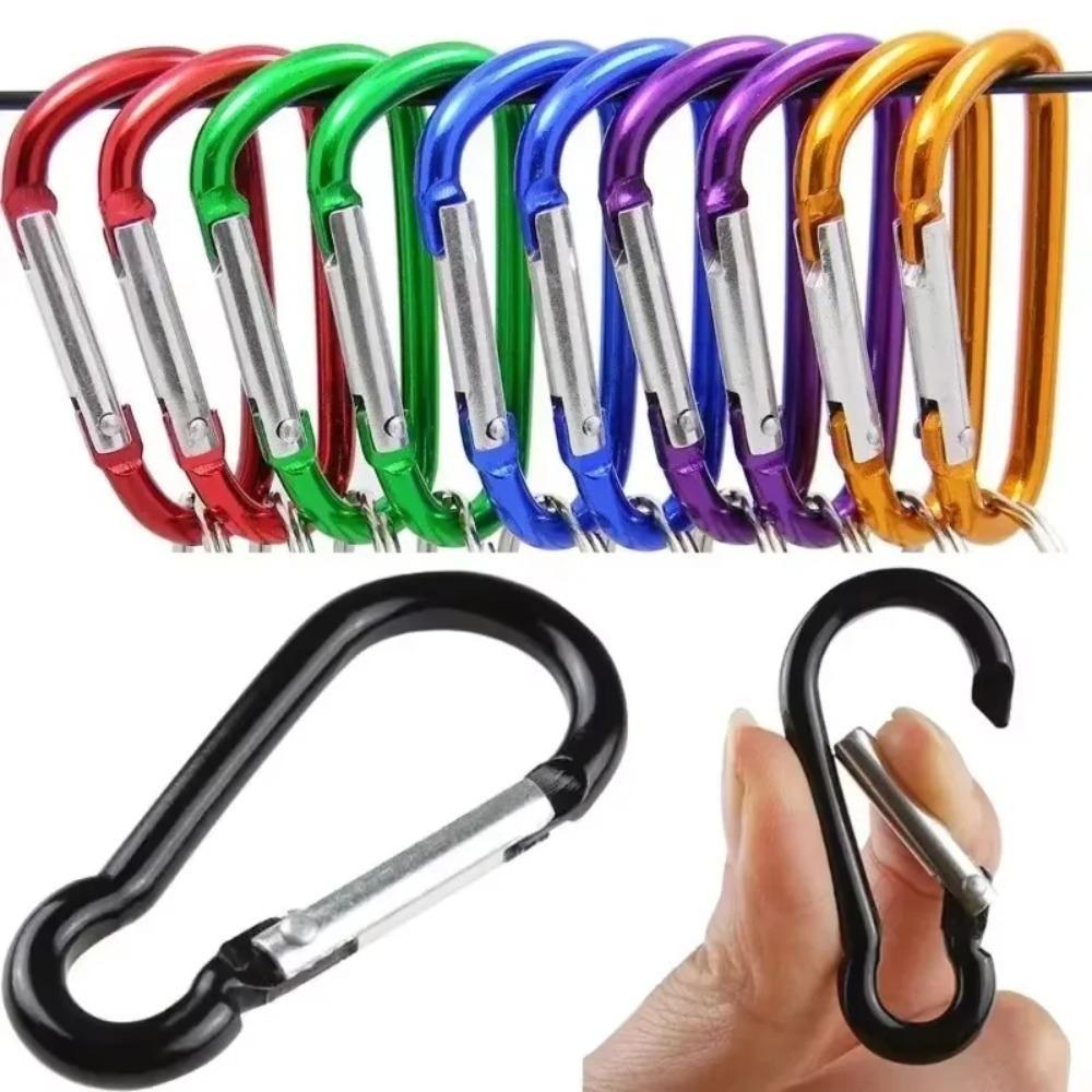 50 Stück bunte Karabiner-Schlüsselanhänger, Aluminium-D-Ring-Schnalle, Federkarabiner, Karabinerhaken, Schlüsselanhänger, Outdoor, Camping, täglicher Gebrauch 5pcs