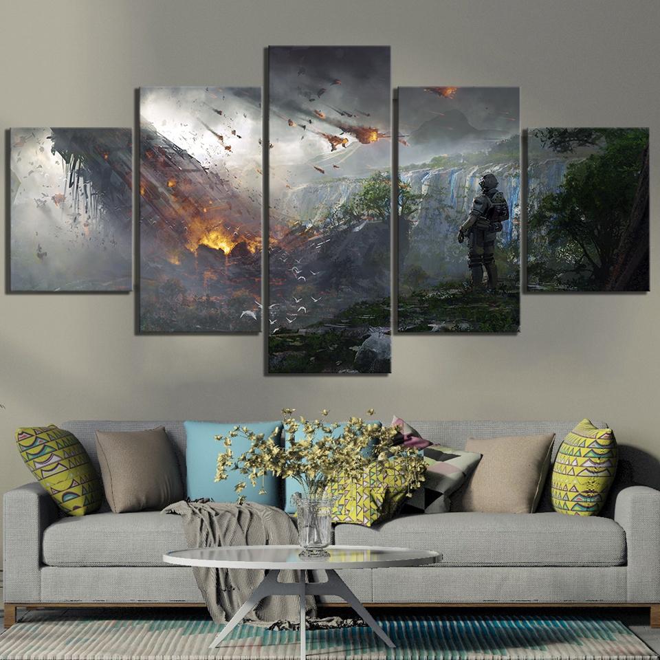Gamer Wandkunst 5 Stück Videospiele Titanfall 2 Raumschiff Soldat Leinwand Poster Bilder HD Drucke Gemälde Heimdekoration Wohnzimmer 30x40 30x60 30x80cm