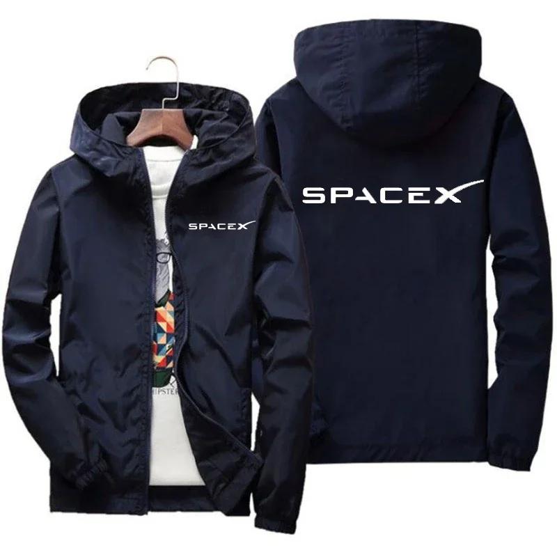 2026 Neue Herren SpaceX Space X Logo Hoodies Druck Lässig Frühling und Herbst Schützende Rennanzüge Sport Reißverschluss Jacken Mäntel L
