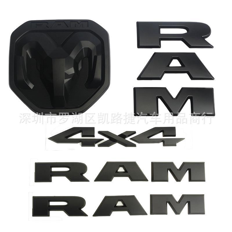 5 Stück RAM Kühlergrill Vorne Seite & Heck Kofferraum Modifizierte Plaketten Set Für Dodge RAM Pickup black