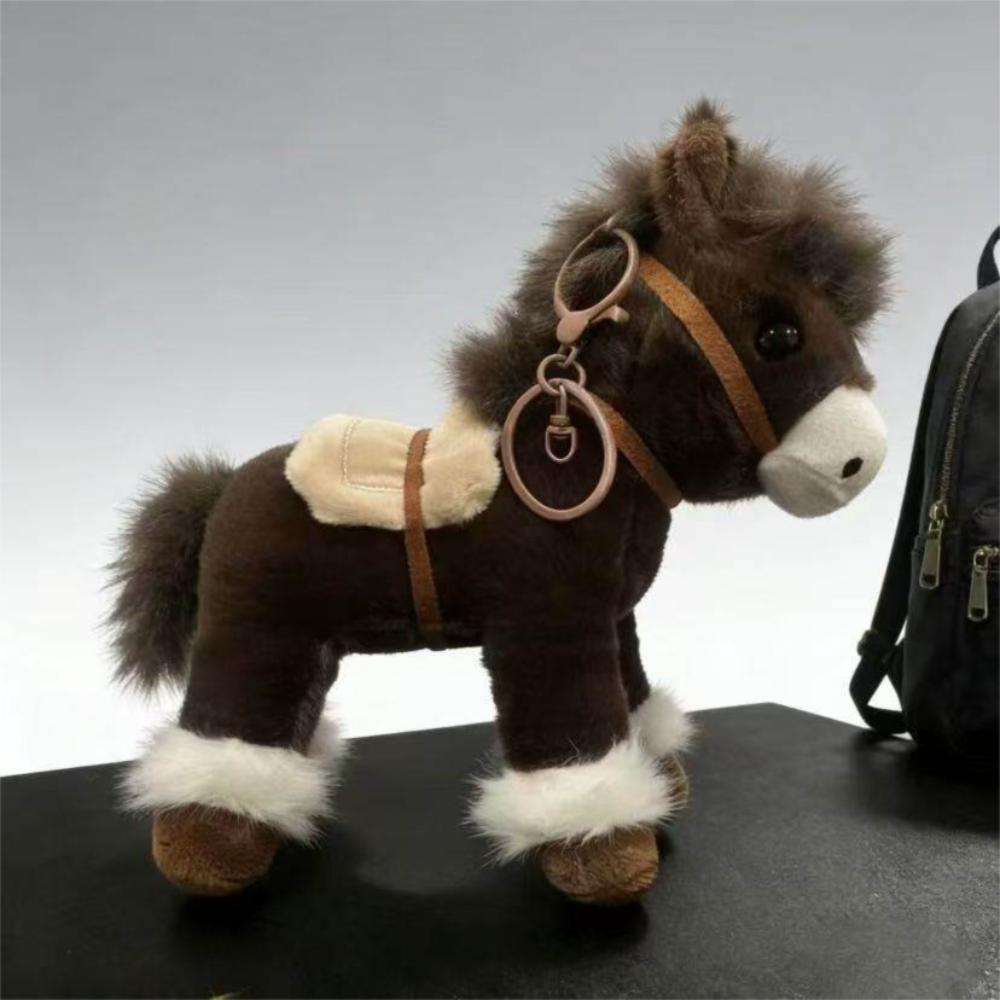 Jahr des Pferdes Plüschmaterial Pferd Maskottchen Anhänger Glücksbringer Weiches Spielzeug Tasche Anhänger Cartoon Stil Kuscheltier Anhänger Geldbörse Anhänger