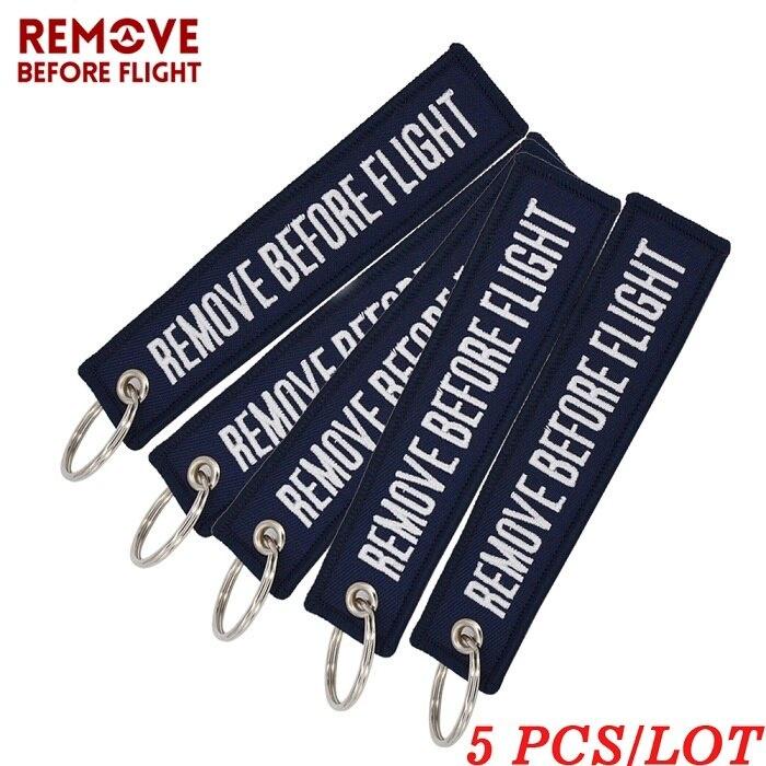 Vor dem Flug entfernen, Chaveiro-Tag, Stickerei, Schlüsselanhänger, Schlüsselanhänger für Luftfahrt, OEM-Schlüsselanhänger, Schmuck, 5 Stück/Set navy