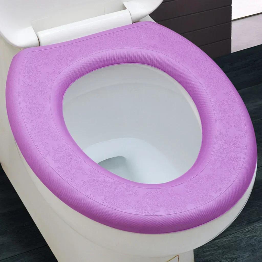 Wasserdichter Weicher Toilettendeckel Badezimmer Waschbare WC-Matte Kissen O-Form Toilettensitz Bidet-Toilettendeckel Zubehör violett