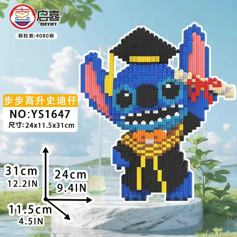 Coole Joker Stitch Magische Bausteine Kawaii Baby Stitch Engel Modell Halloween Stitch Zusammengebaute Steine Spielzeug für Kinder Weihnachtsgeschenk S
