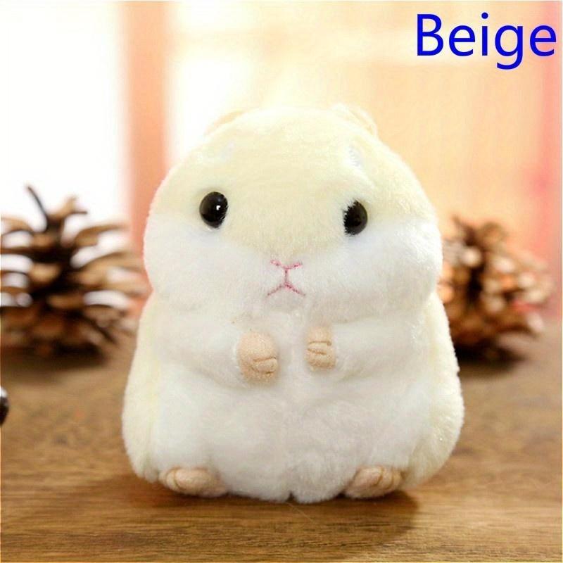 Kawaii süße weiche Hamster Schlüsselanhänger Schlüsselanhänger Faux Kaninchen Fell Pompon flauschige Schmuckstücke Auto Handtasche Anhänger Schlüsselanhänger Chian Ringhalter beige