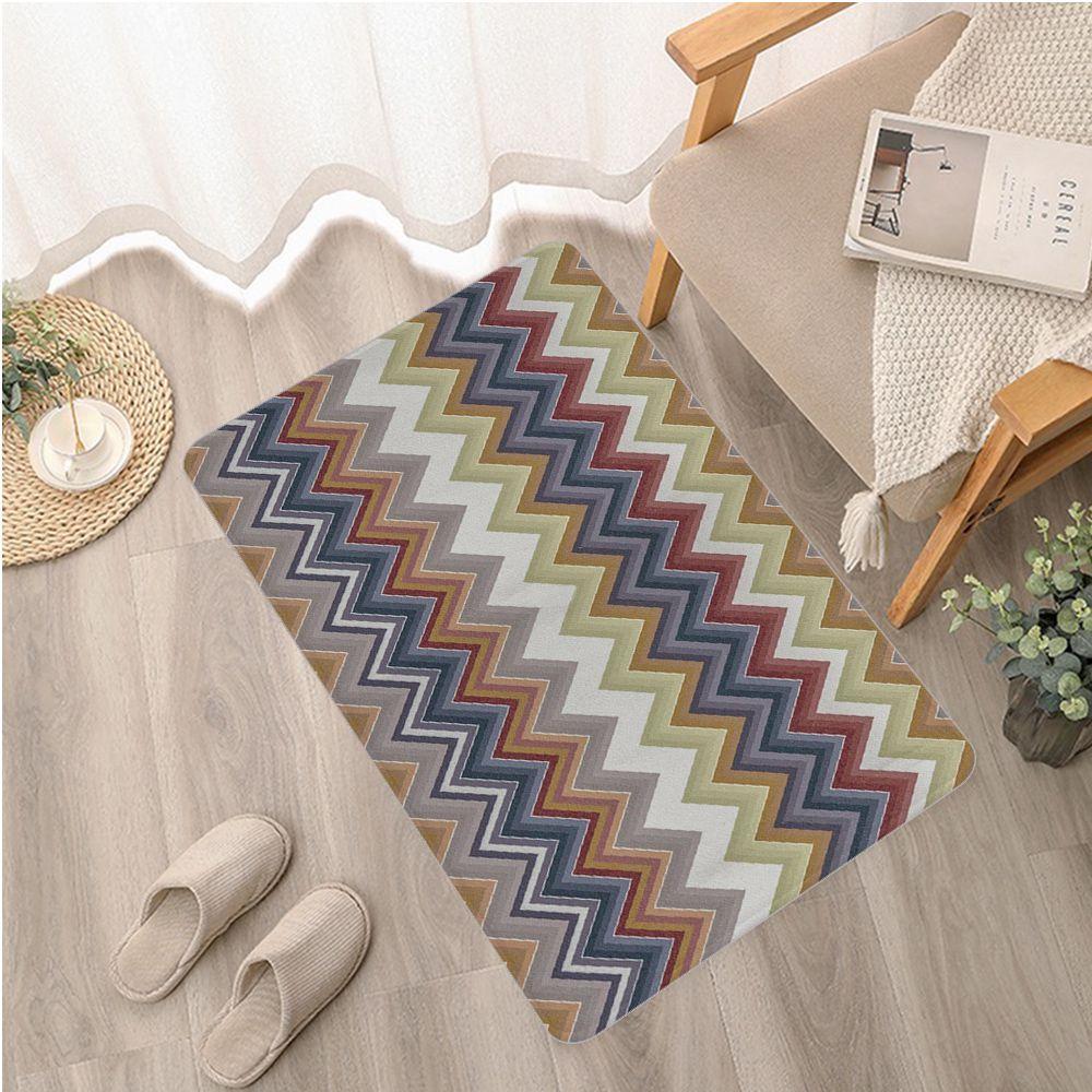 Missoni-Stil Fußmatte für den Eingangsbereich, nordischer Stil, Heim-Fußmatte, gestreifte Wellen, bedruckte Teppiche für Schlafzimmer, Wohnzimmer, Flur, Haushaltsdekoration, Teppiche 60x90cm