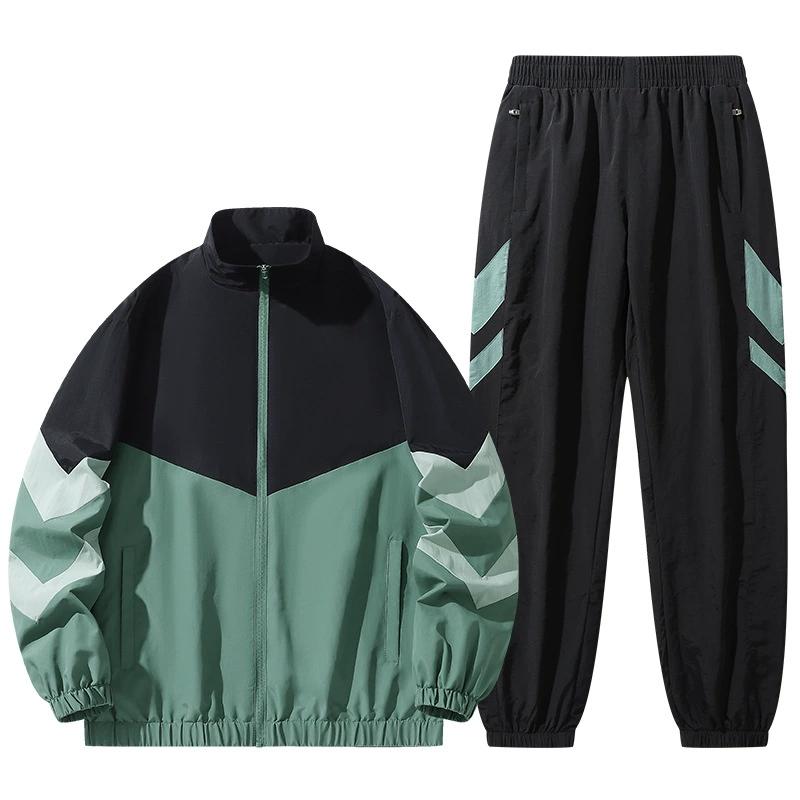 Spleißjacke Sportanzug Herrenmode Vielseitige Reißverschluss-Strickjacke Lange Hose Lässige Mode Zweiteiliges Set XL