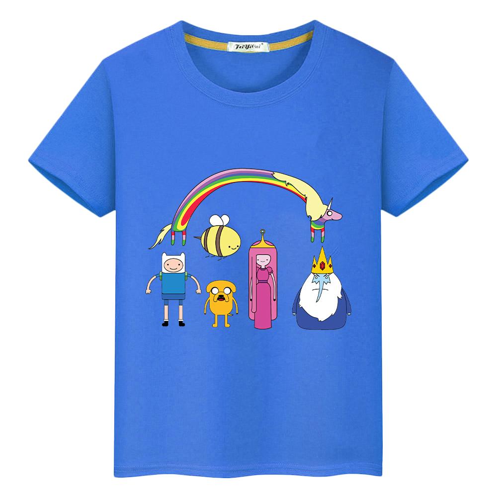Adventure Time T-Shirt für Kinder Jungen 10 Jahre 100% Baumwolle Anime Kurze Oberteile Pride T-Shirt Y2K Kleinkind Mädchen Kleidung Kinderkleidung Mädchen 130 blau