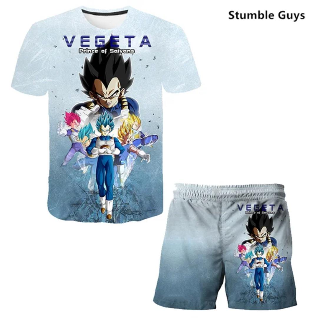 Dragon Ball 3D-Druck T-Shirts Set Kinder Super Saiyan Goku T-Shirt Shorts 2 Stück Baby Jungen Kleidung Anime Sommer Kinder Kleidung Sets Kid 160