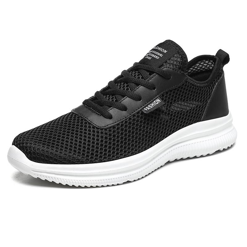 Herren Freizeitschuhe Bequeme, weiche Wanderschuhe Strick-Sneaker zum Reinschlüpfen Leichte Laufschuhe Herren-Laufschuhe Rutschfeste, atmungsaktive Mesh-Casual-Sneaker EU:48 weiß/schwarz