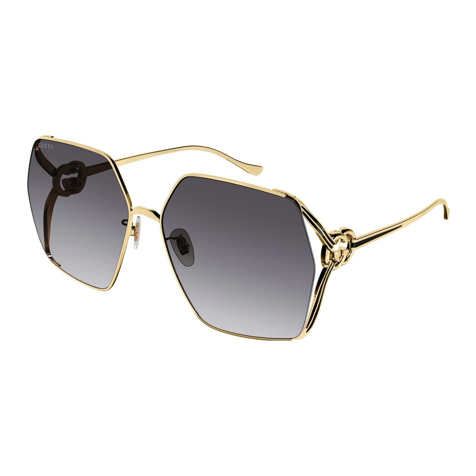 Gucci Logo Form Metall Unregelmäßig Sonnenbrille Damen Sonnenbrille Gold GG1322SA001 Dust Bag+Eyeglass Case (Random Color)